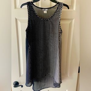 Sheer black and white polka dot long flowy tank